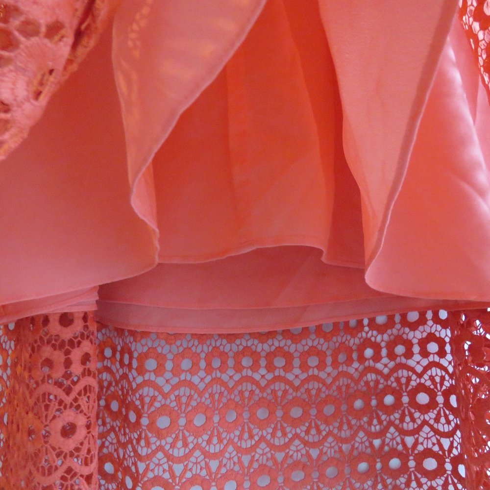 J.CREW Peach Coral Daisy Lace Spaghetti Strap Midi Dress - Size US 14 - Picture 14 of 16